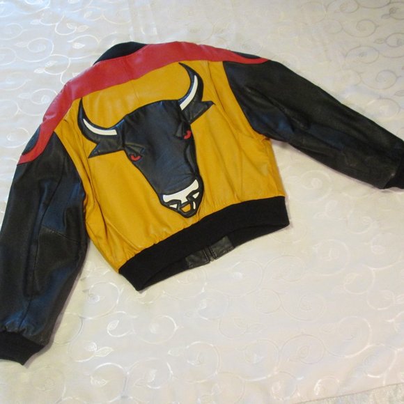 MICHAEL HOBAN GENUINE LEATHER RARE BOMBER BULL JACKET - Picture 15 of 16